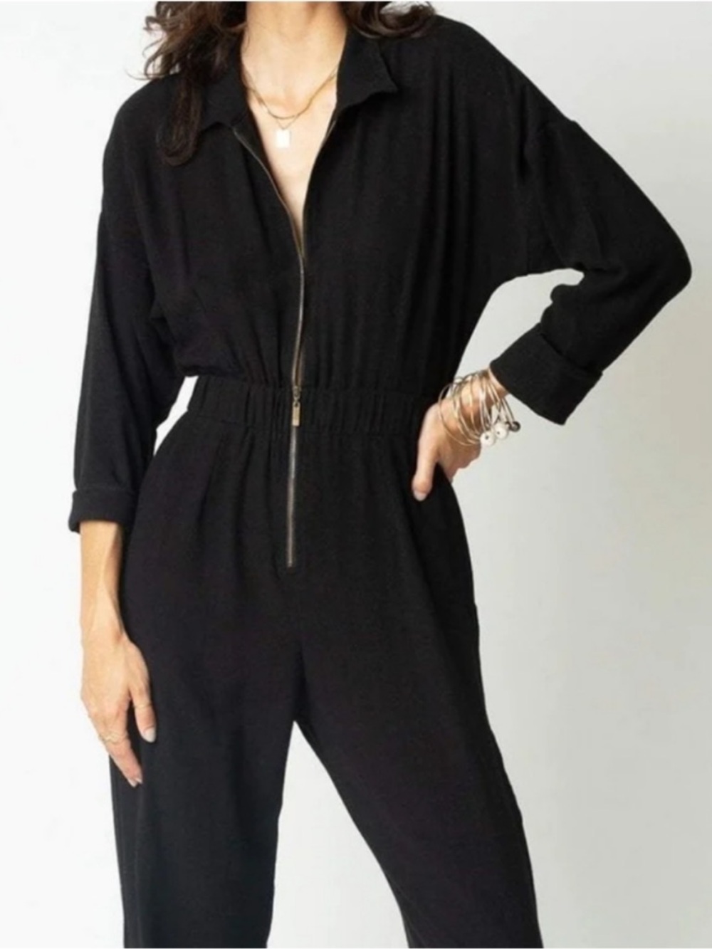 Stillwater The Parker Long Sleeve Jumpsuit Black Small